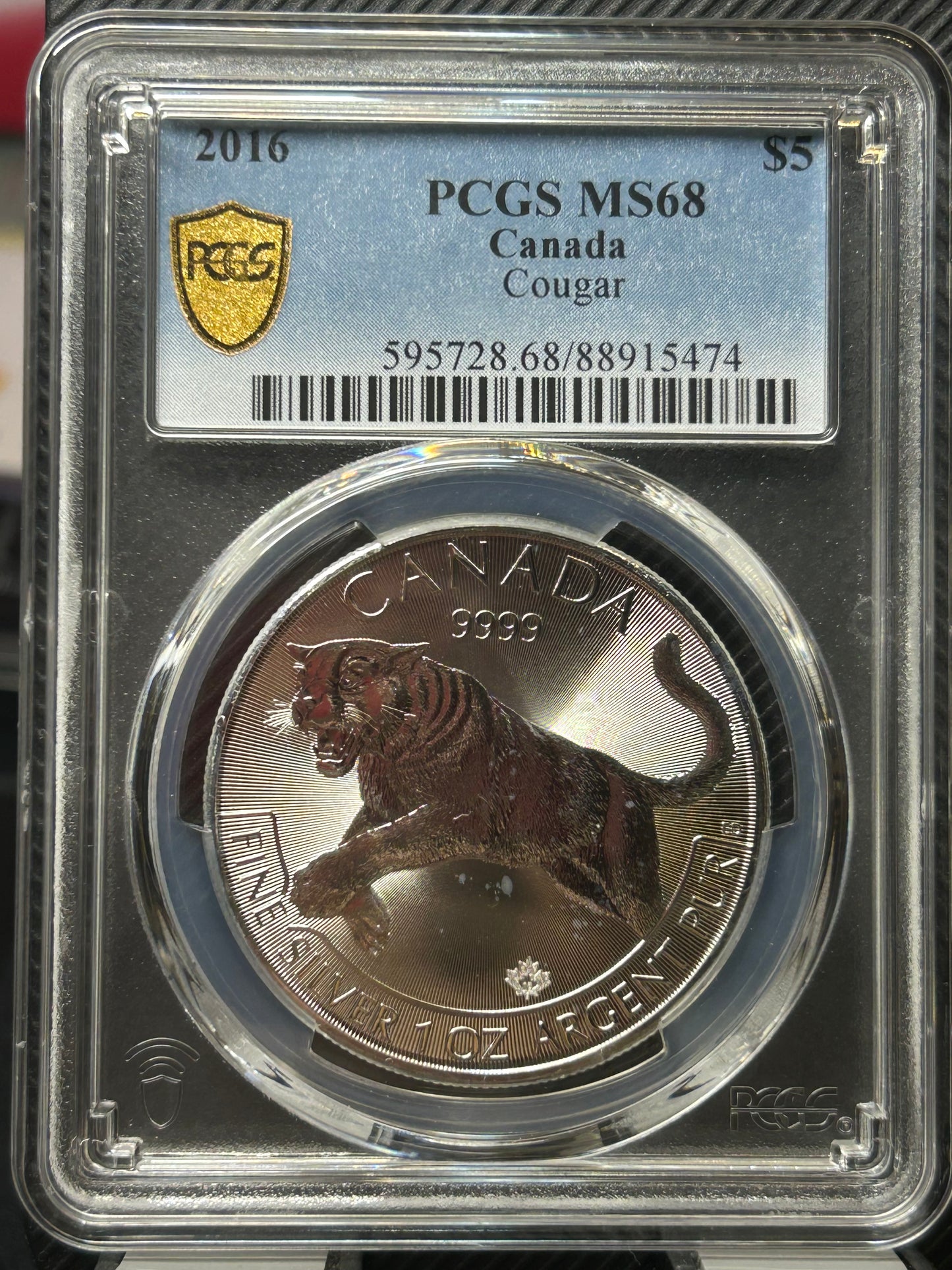 2016年加拿大美洲豹一安士銀幣 PCGS MS68￼