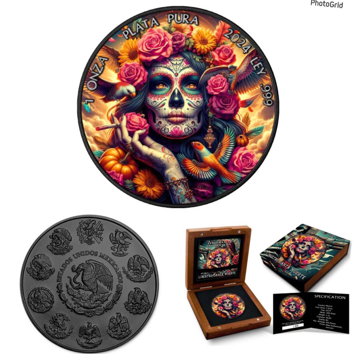 《死亡女神Santa Muerte》一安士黑色釕化999銀幣