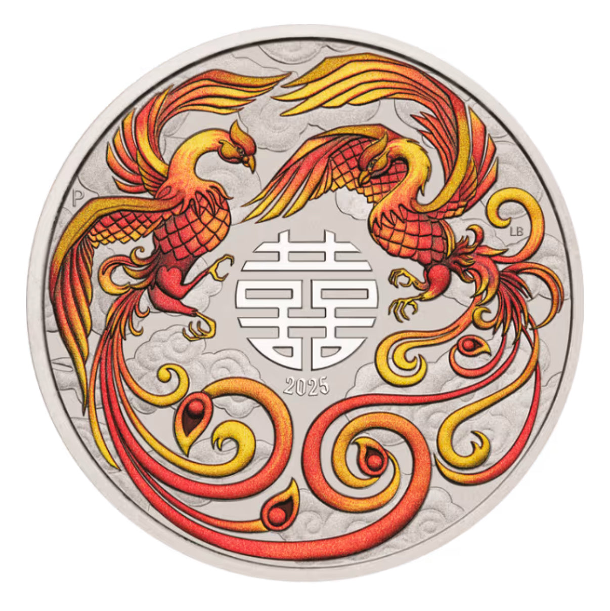 2025 澳洲 中國神話傳說 - 鸞鳳和鳴 紅色 .9999銀幣 1安士（精美禮盒）