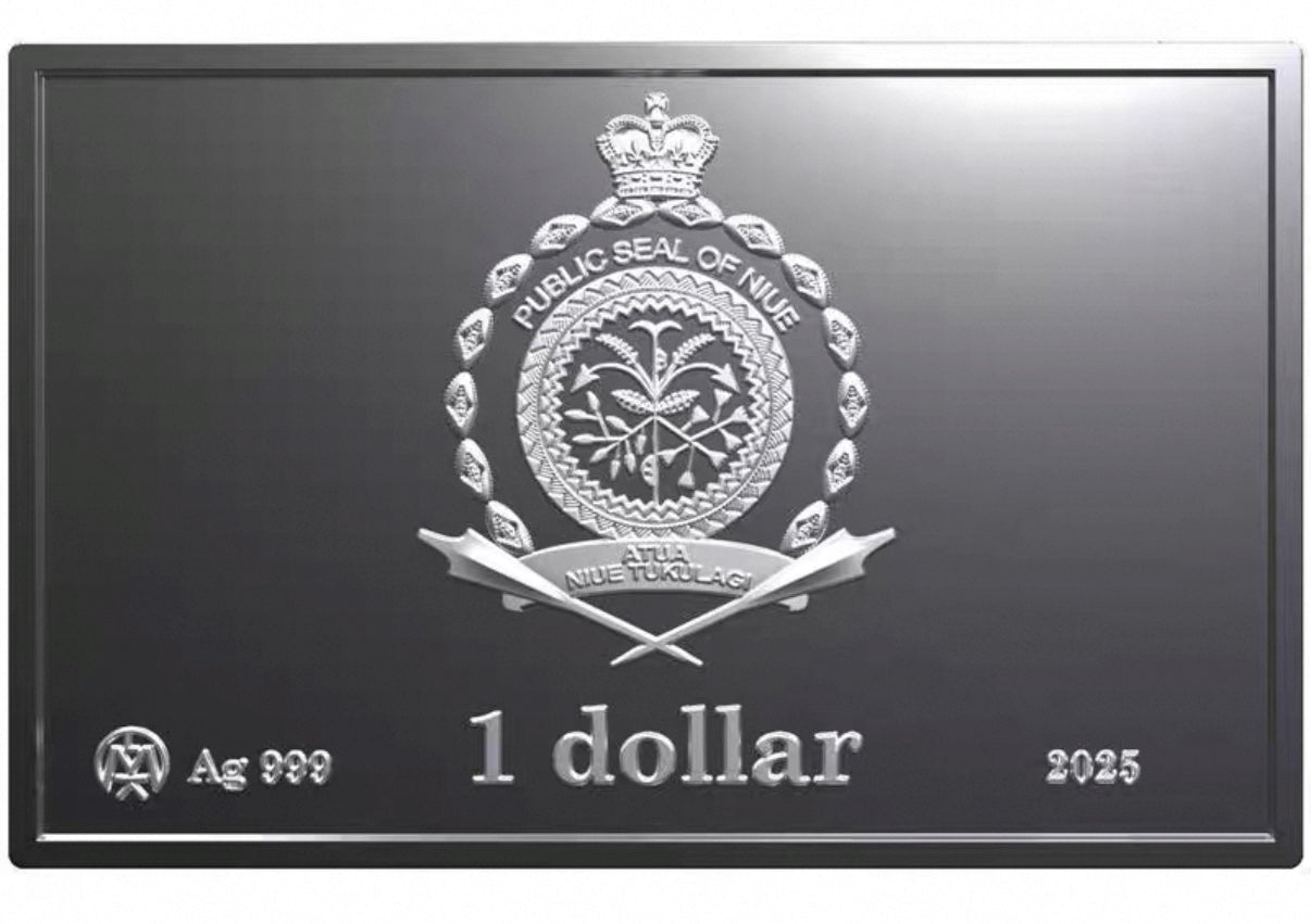 紐埃2025年韋斯特名畫《沃爾夫將軍之死》矩形彩色紀念銀幣