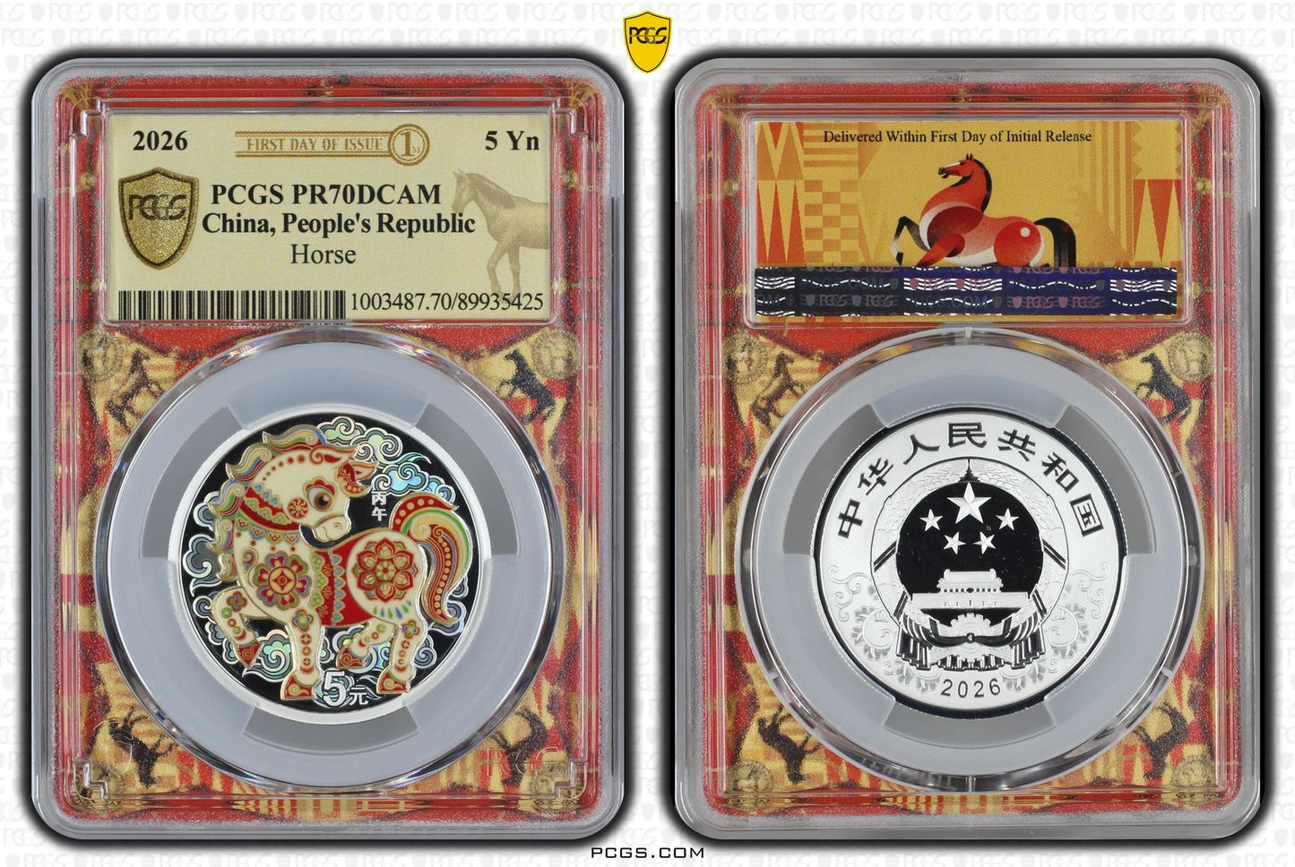 2026年中國發行
《農曆生肖馬年》999彩色精鑄銀幣15克
PCGS 2026年First day馬年特別標籤