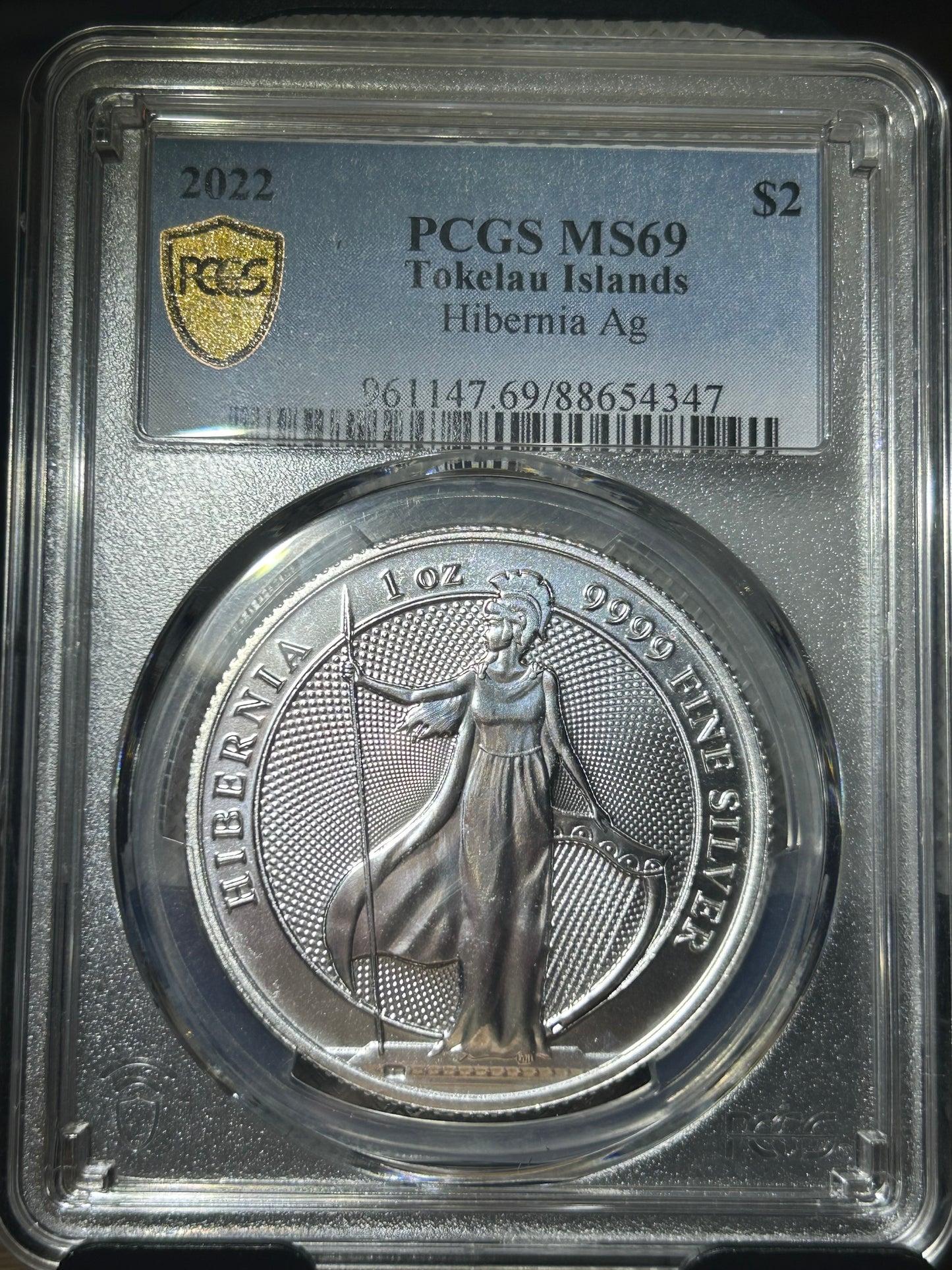 2022年托克勞發行
Hibernia 女神9999一安土銀幣