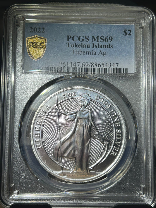 2022年托克勞發行
Hibernia 女神9999一安土銀幣