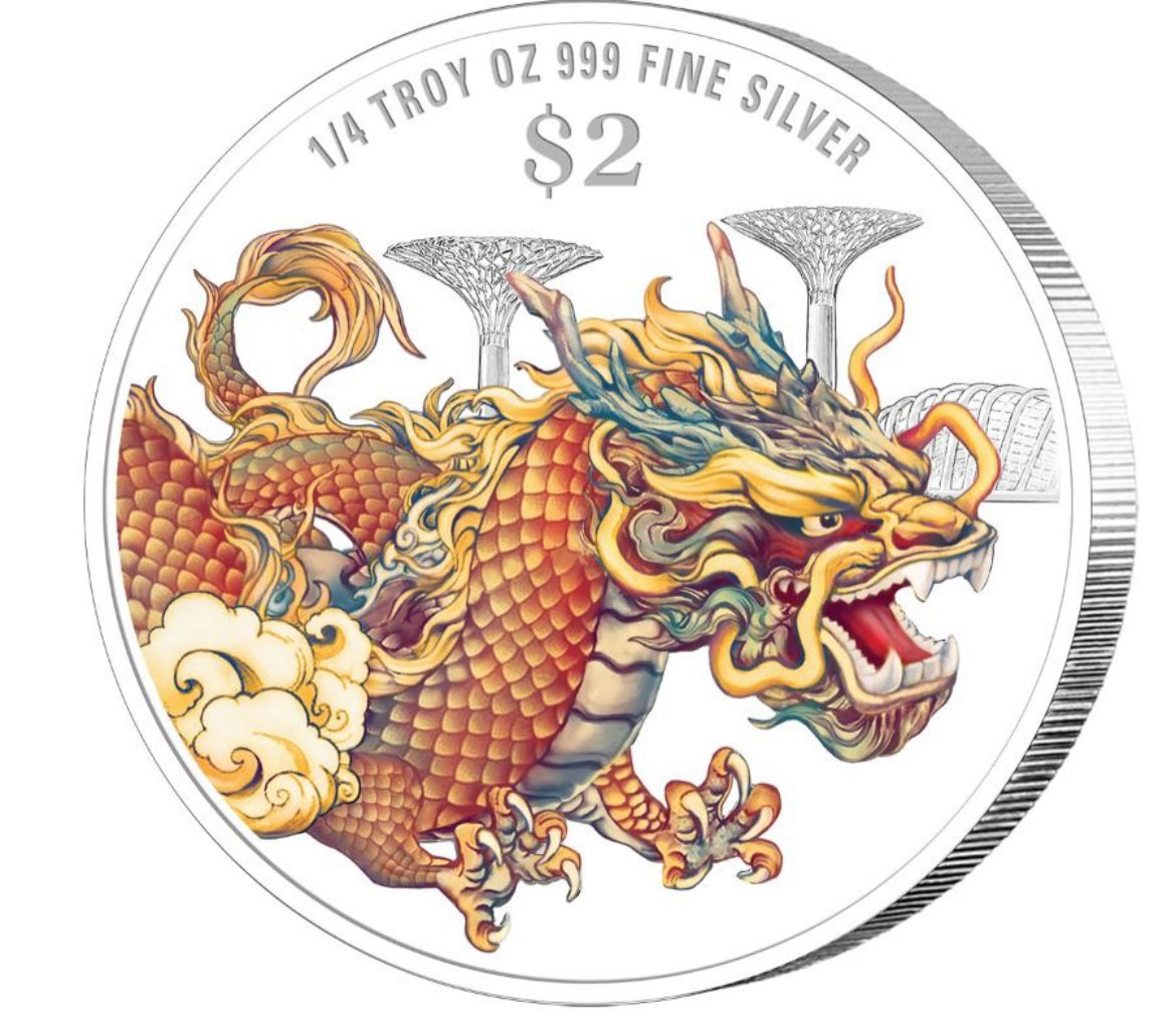 新加坡生肖龍系列
2024 新加坡生肖龍年
999精鑄彩色銀幣 1/4oz