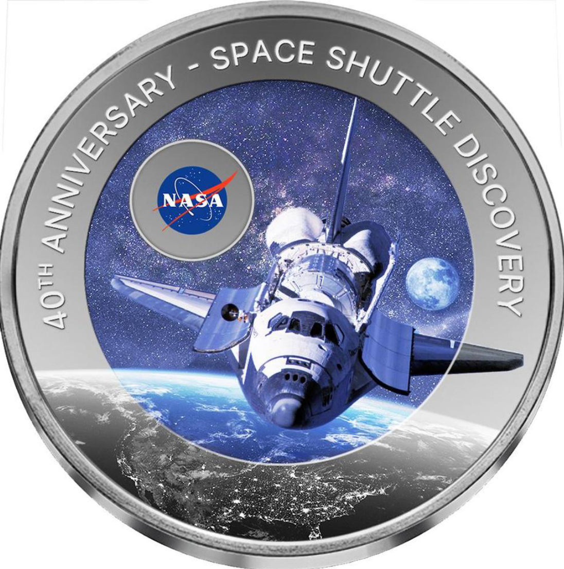 2024年加納發行
DISCOVERY SPACE SHUTTLE 40周年太空紀念幣一安士鈦金屬幣