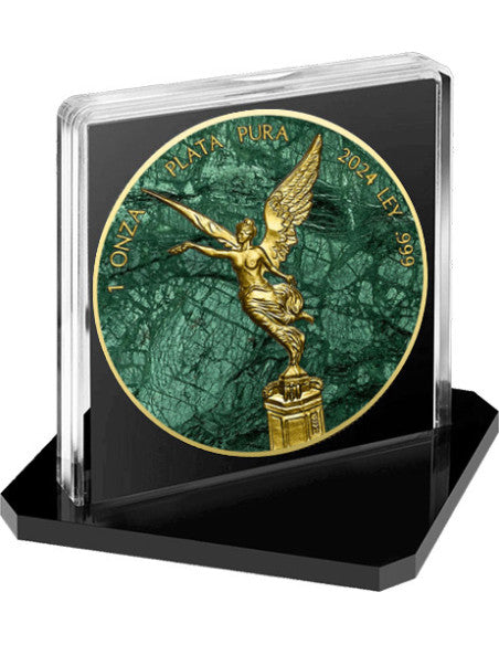 《GUATEMALA GREEN MARBLE Metal Stones 》版墨西哥自由女神1安士24K金999彩色銀幣