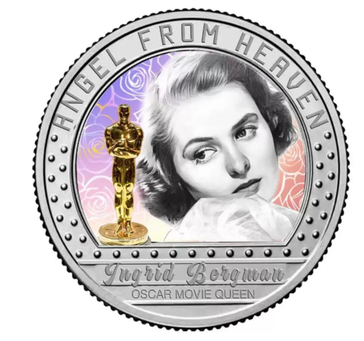 喀麥隆發行
2024年電影明星(3)瑞典Ingrid Bergman 幻彩精鑄紀念銀幣