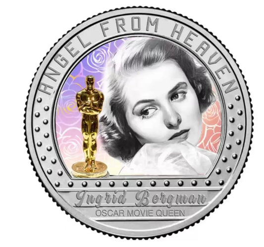 喀麥隆發行
2024年電影明星(3)瑞典Ingrid Bergman 幻彩精鑄紀念銀幣