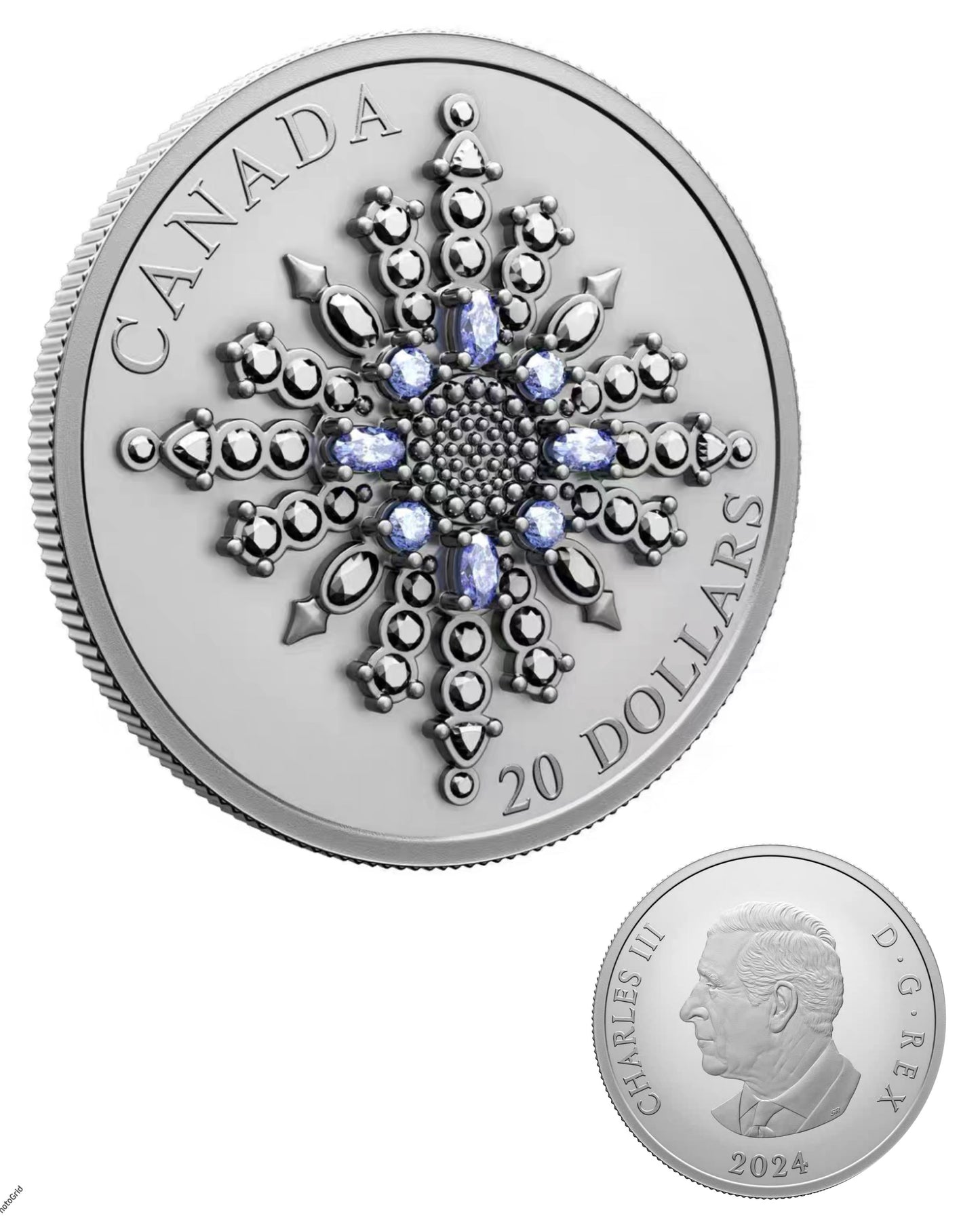 加拿大2024年
皇冠珠寶系列
加拿大藍寶石銀禧雪花胸針銀幣