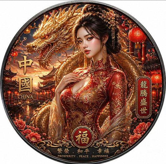 意大利2026年發行 《國家美人-中國金龍紅袍女神》
