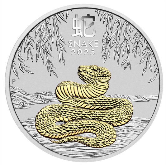2025 澳洲農曆生肖系列 III - 
蛇年 .9999 鍍金銀幣 1oz