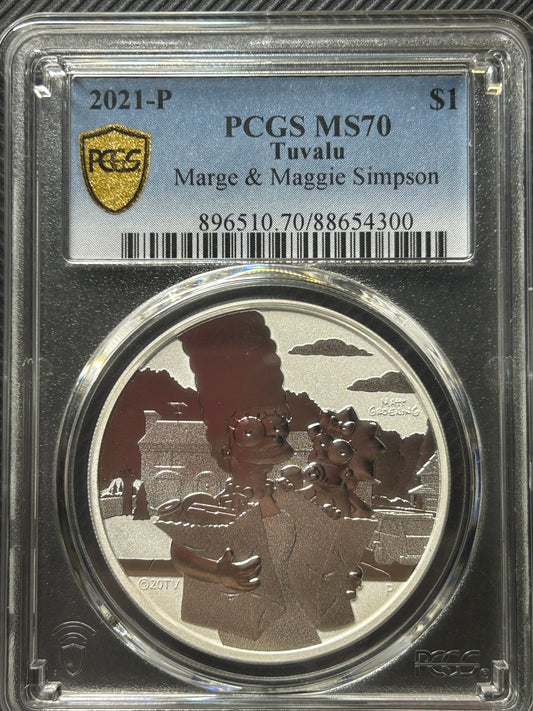 2021年圖瓦盧《阿森一族》一安士銀幣 PCGS 70