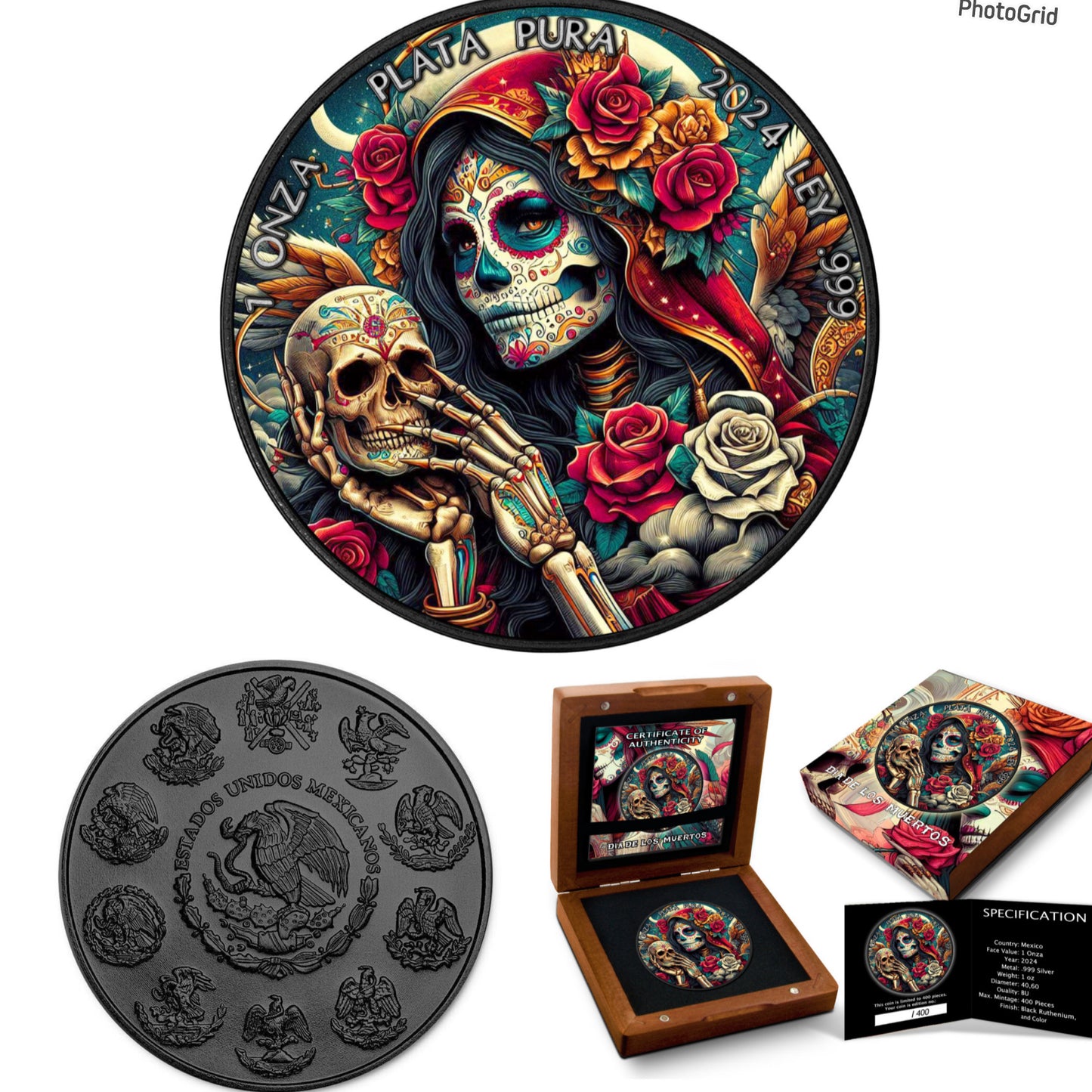 2024年墨西哥自由女神
《死亡日DIA DE LOS MUERTOS 改造系列6️⃣》
《墨西哥-死亡靈日》一安士黑色釕化999銀幣