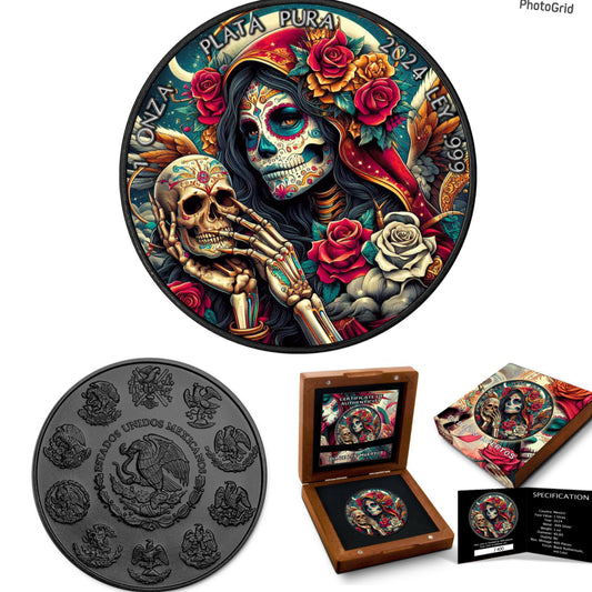 2024年墨西哥自由女神
《死亡日DIA DE LOS MUERTOS 改造系列6️⃣》
《墨西哥-死亡靈日》一安士黑色釕化999銀幣