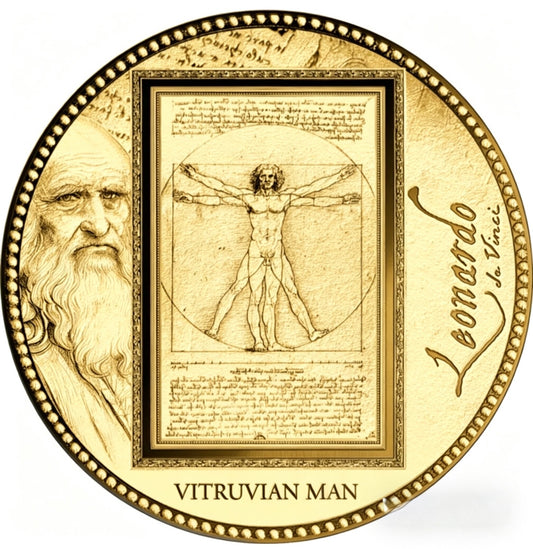 加彭Gabon發行<達文西-VITRUVAN MAN維特魯威人>金幣