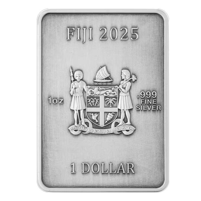 2025 斐濟蛇年 .999高浮雕仿古銀條幣 1安士