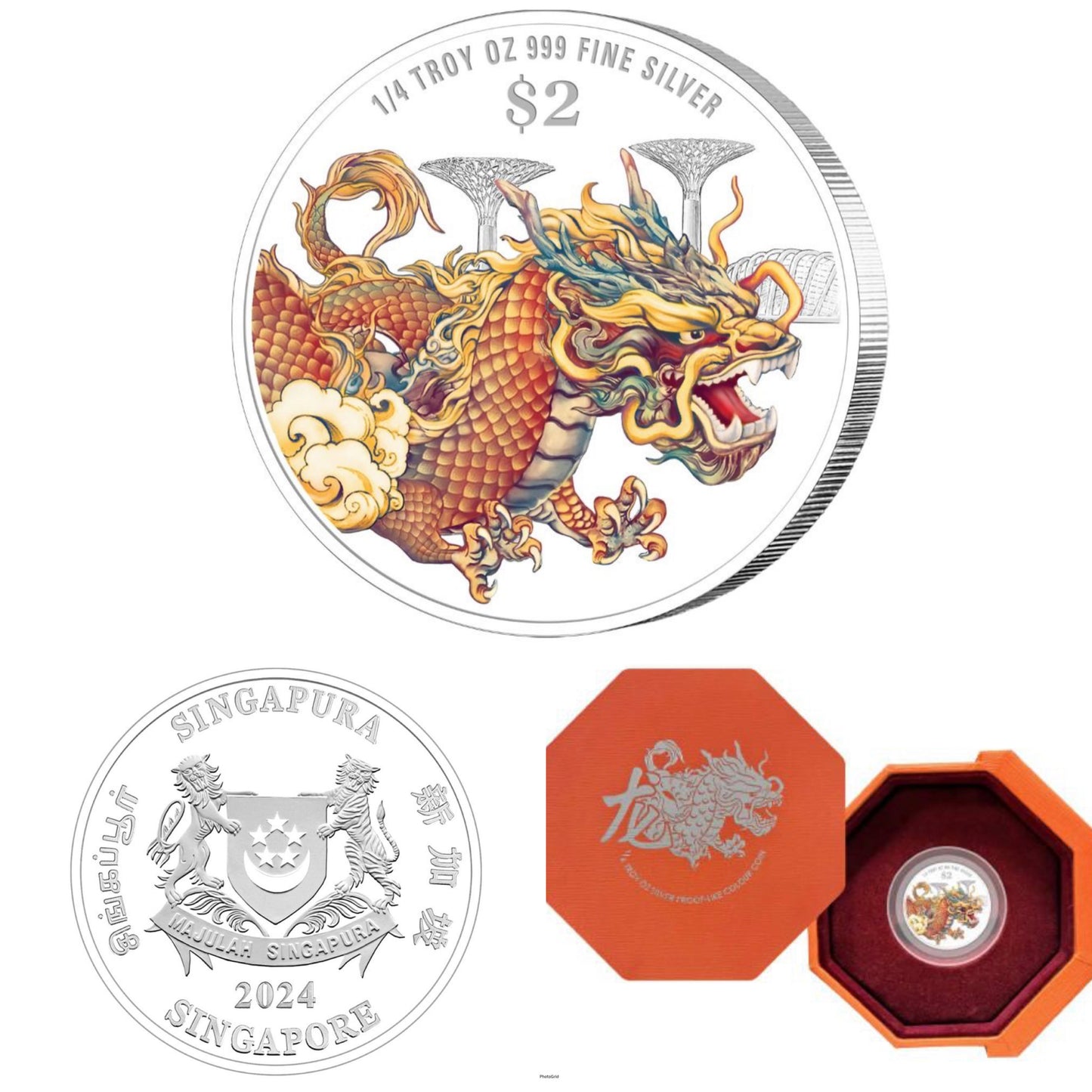 新加坡生肖龍系列
2024 新加坡生肖龍年
999精鑄彩色銀幣 1/4oz