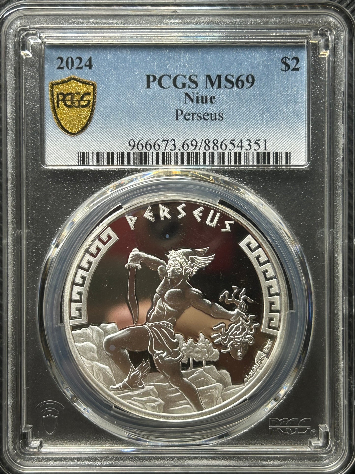 2024年紐埃《神話系列-帕爾修斯》 一安士銀幣 PCGS 69