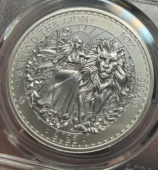 2023年英國《尤娜與獅子》一安銀幣 PCGS MS69