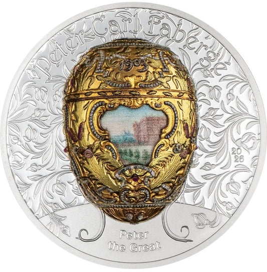 蒙古2026年發行
《彼得大帝Fabergé》2安士銀幣1000Togrog