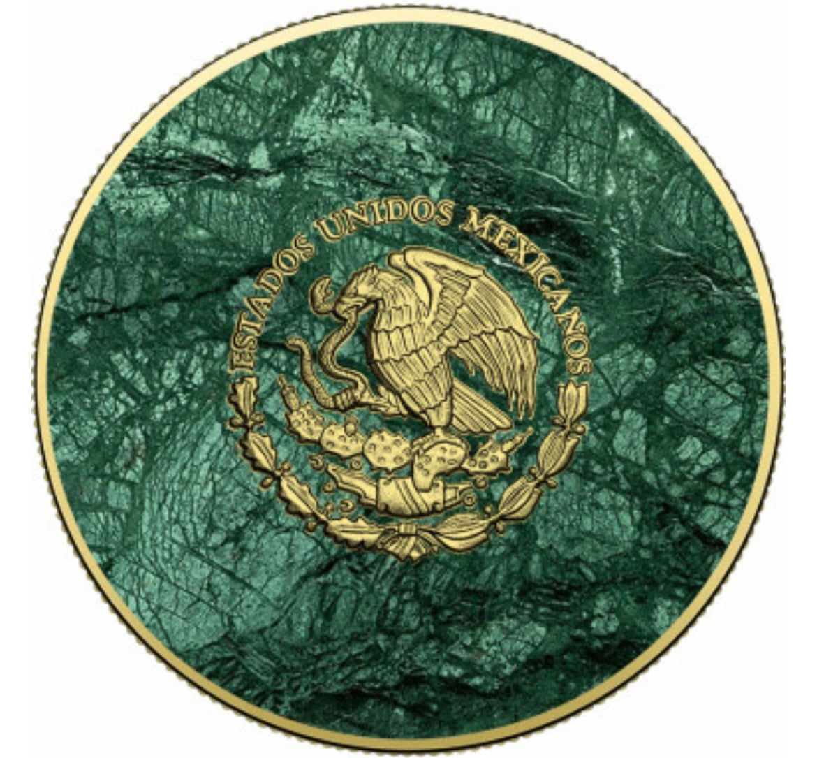 《GUATEMALA GREEN MARBLE Metal Stones 》版墨西哥自由女神1安士24K金999彩色銀幣