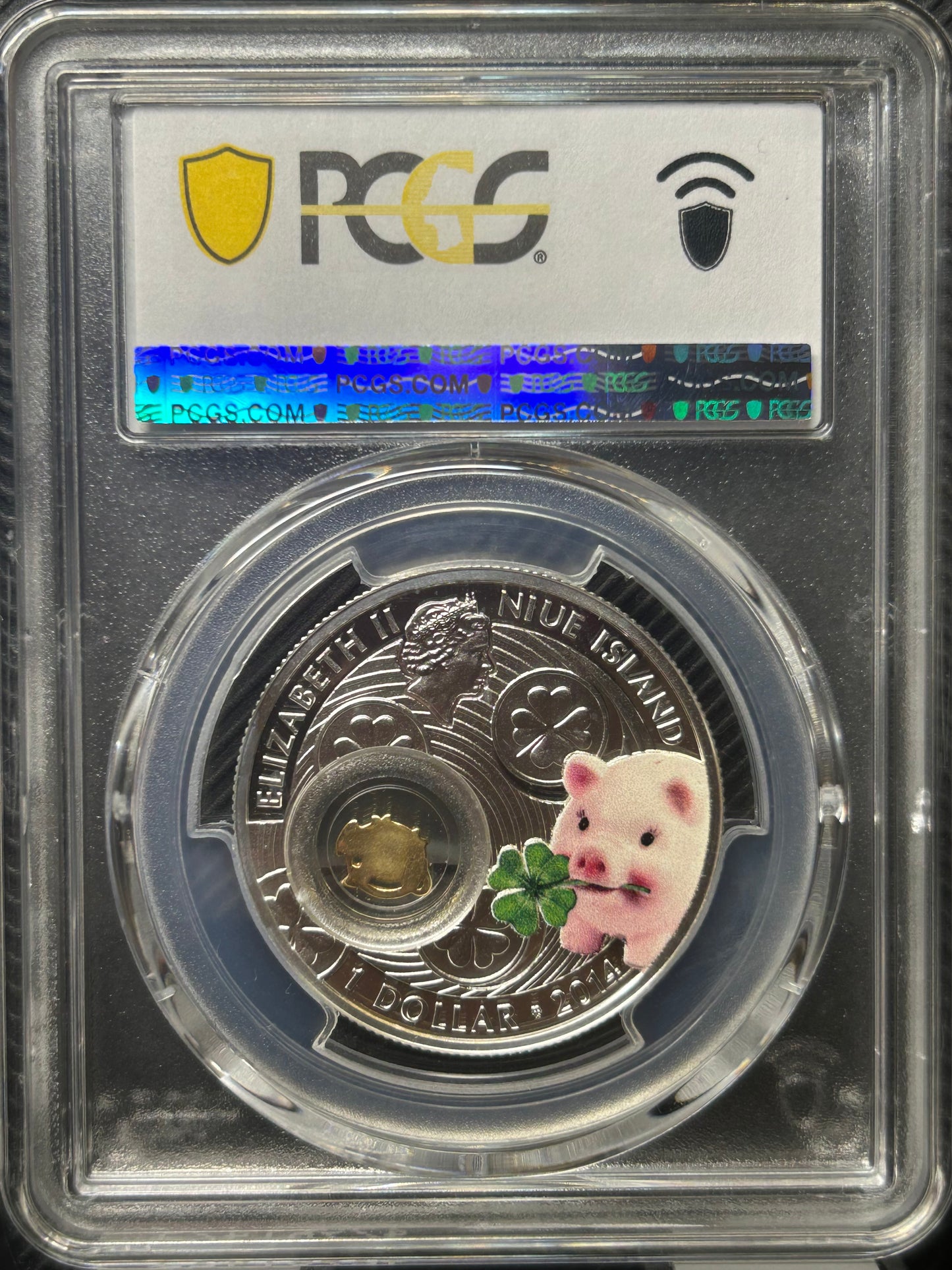 2014年紐埃發行 幸運豬仔14.4克銀幣PCGS PR69