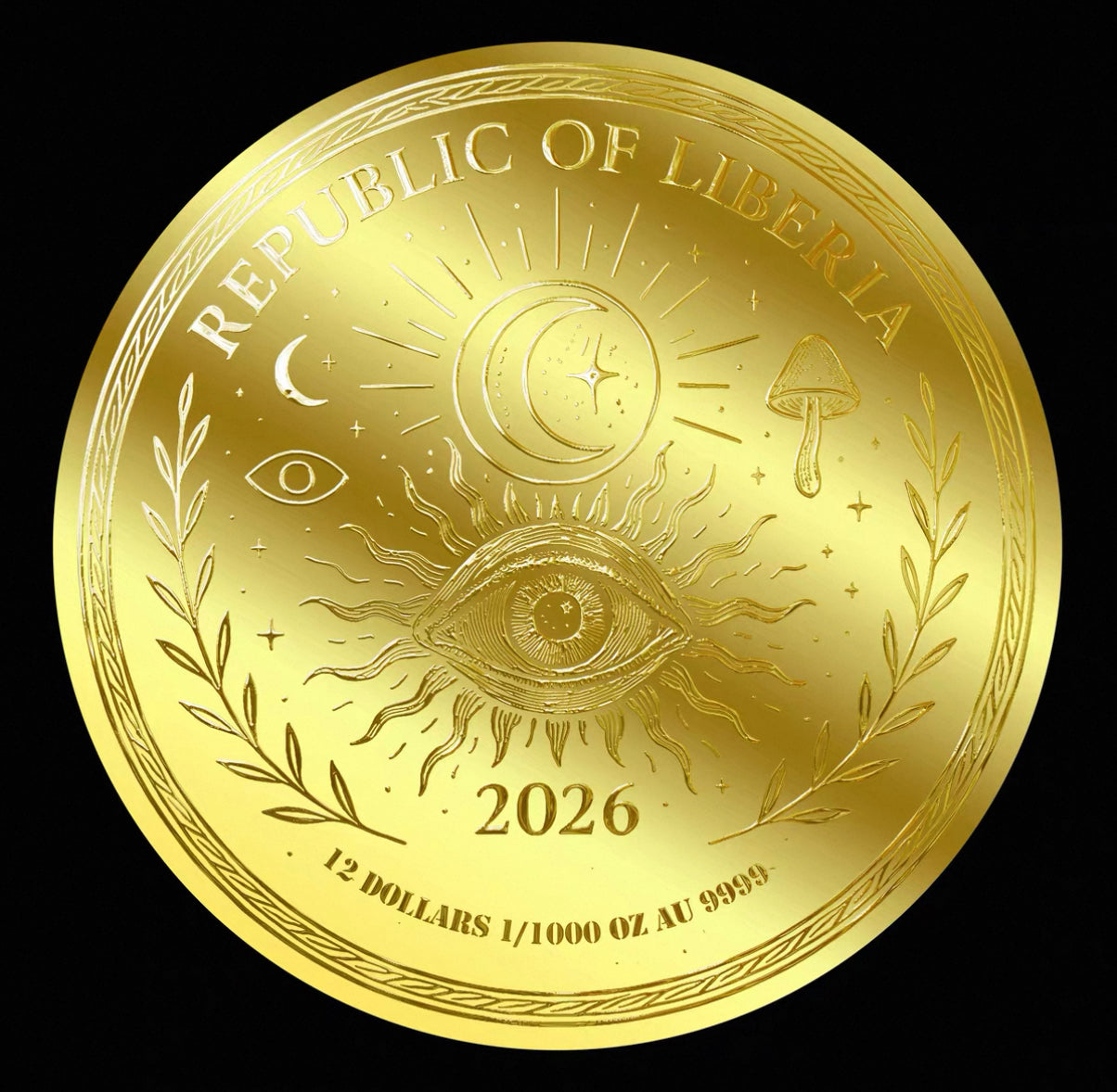 利比里亞2026年魔法世界 奇幻蘑菇 類精制紀念金幣卡裝硬幣
