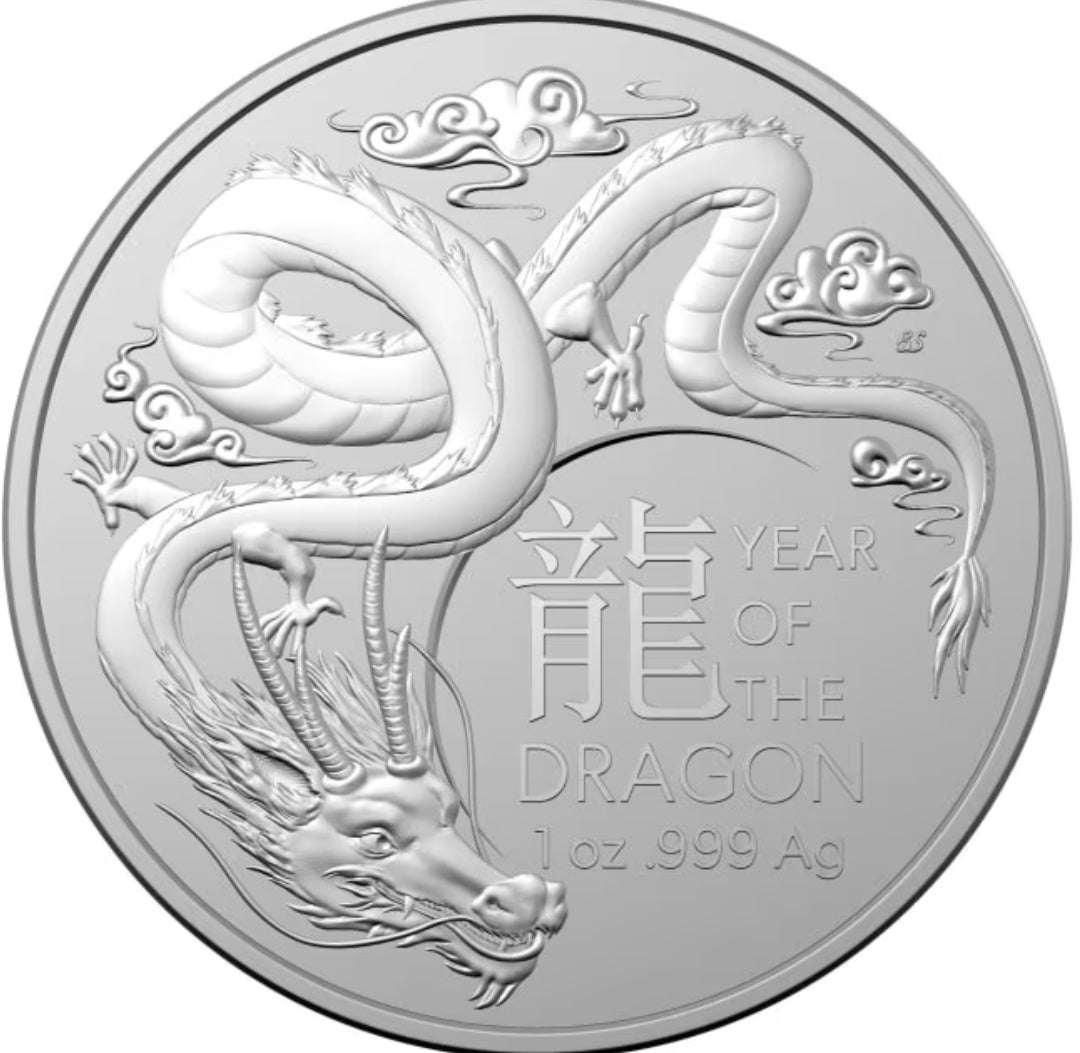 2024 澳洲農曆生肖系列 
龍年.999銀幣 普鑄1安士🐉