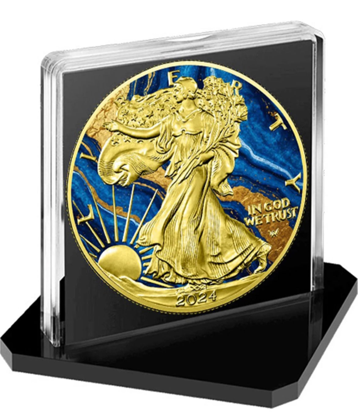 《GOLDEN BLUE MARBLE Metal Stones 》版行走女神1安士24K金999彩色銀幣