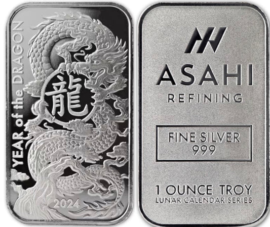 2024 日本Asahi
農曆生肖龍年 999銀牌 1oz