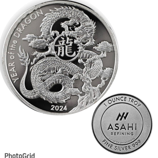 2024 日本Asahi
農曆生肖龍年 999銀章1oz